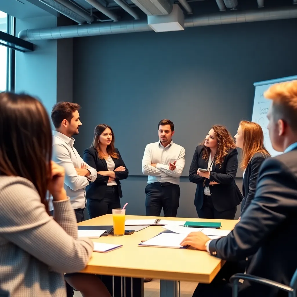 Professionele business studenten tijdens een interactieve workshop op een Nederlandse business school